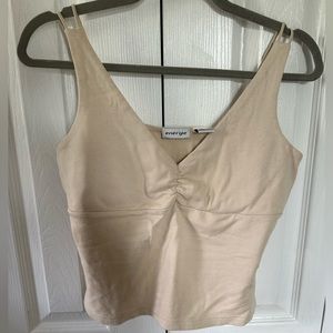 Cream Crop Top with Elastic Straps in Back